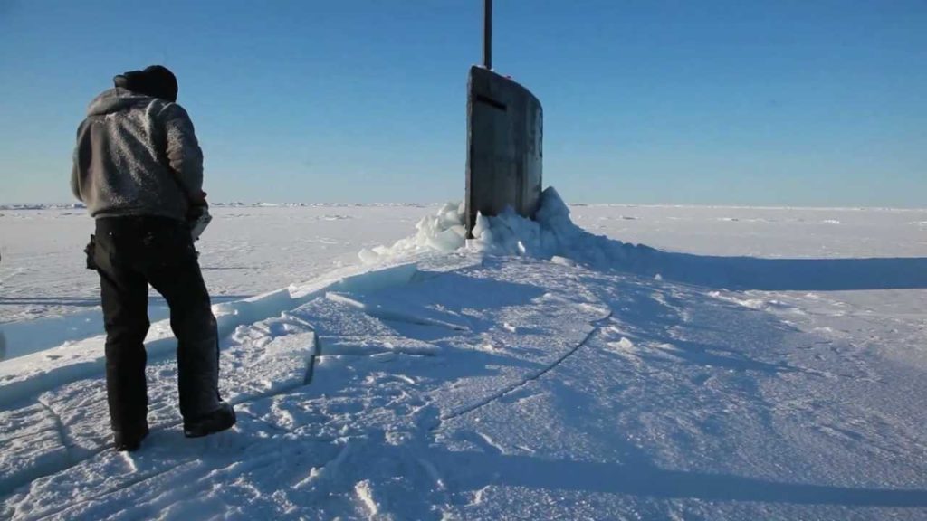 A+US+Submarine+Surfaced+Through+the+Arctic+Ice