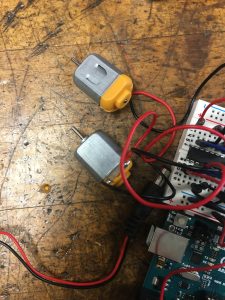 2 dc motors attached to the arduino.