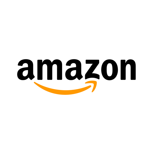 The Amazon logo. It has an orange yellow arrow pointing right at the bottom of of amazon in bold black letters,