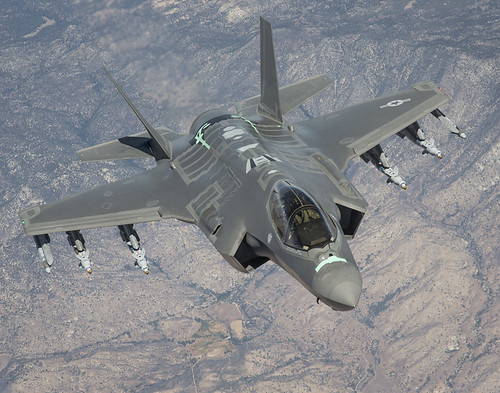 Lockheed Martin F-35 Lightning IIs begin Auto GCAS test flights. 
https://search.creativecommons.org/photos/67952e91-23cc-4b9a-b246-7a98b9eed492