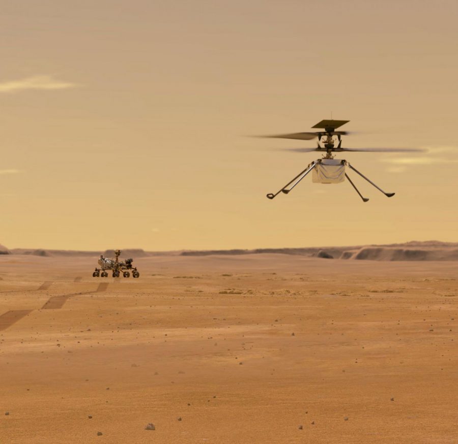 Perseverance rover and Ingenuity helicopter.  Image Source:  NASA