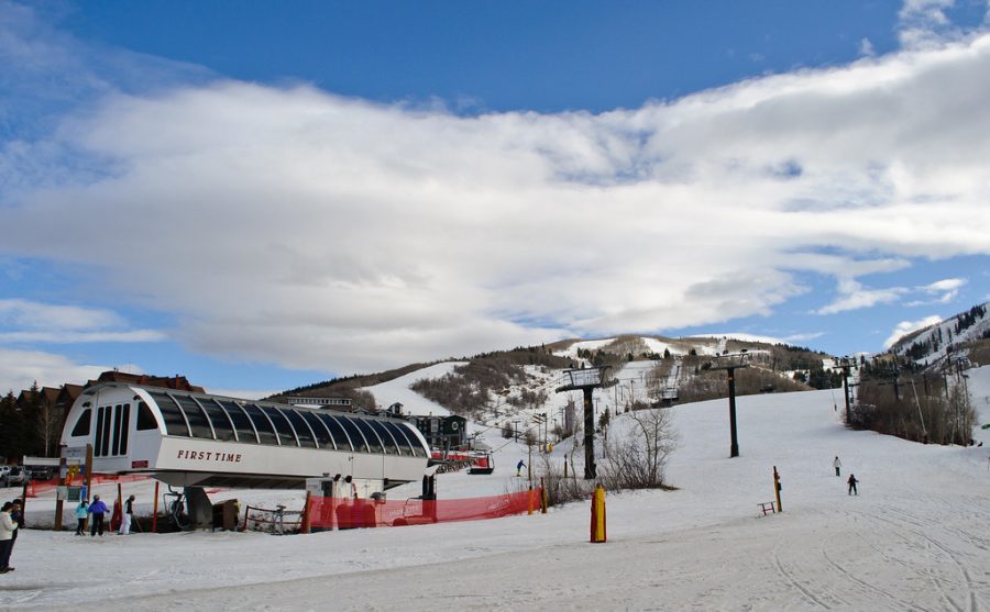 Beginner slope at ski resort in Park City, Utah. 
