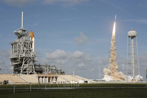 Ares I-X Rocket and Space Shuttle (NASA, 10/28/09) by NASAs Marshall Space Flight Center is marked with CC BY-NC-ND 2.0.