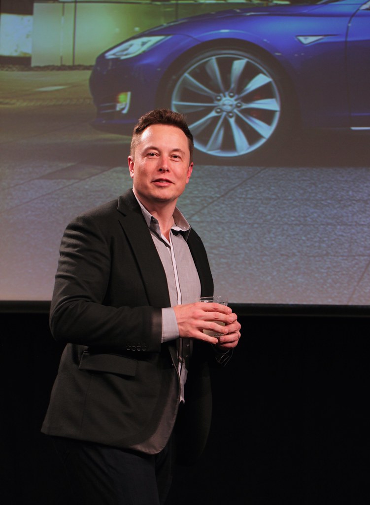 Musk presenting the latest Tesla Model