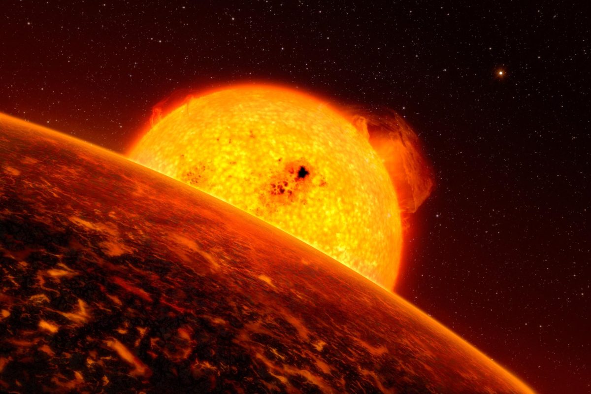 Artists impression of COROT-7b (in foreground), likely a lava exoplanet (CC BY 4.0)