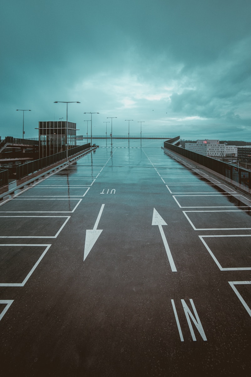 black and white concrete road