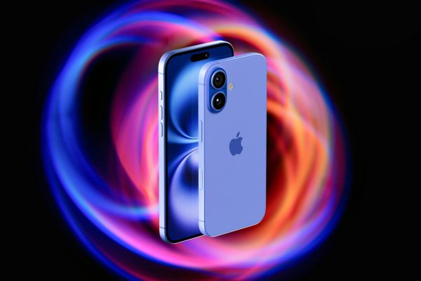 The new iPhone 11 pro is shown in front of a circular background