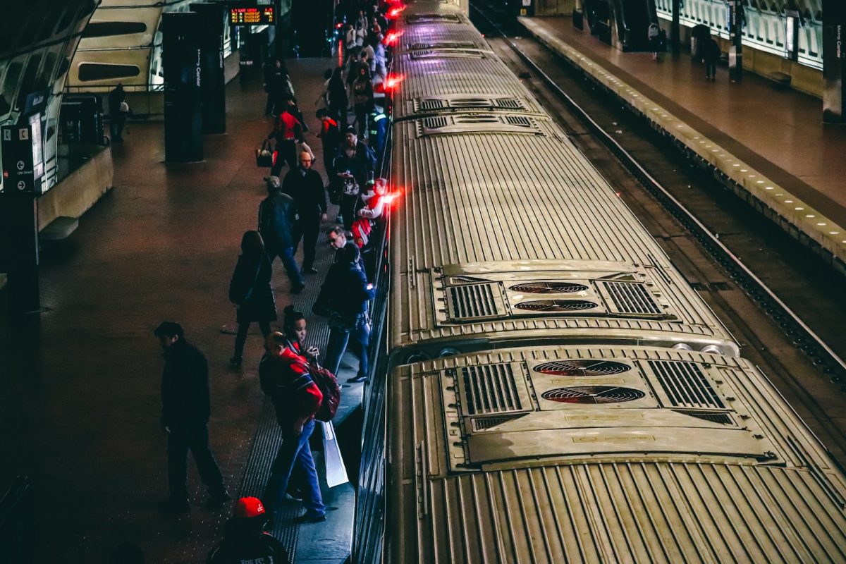 people at the train station