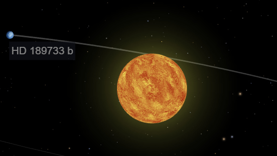 HD 189733b in orbit around its host star.