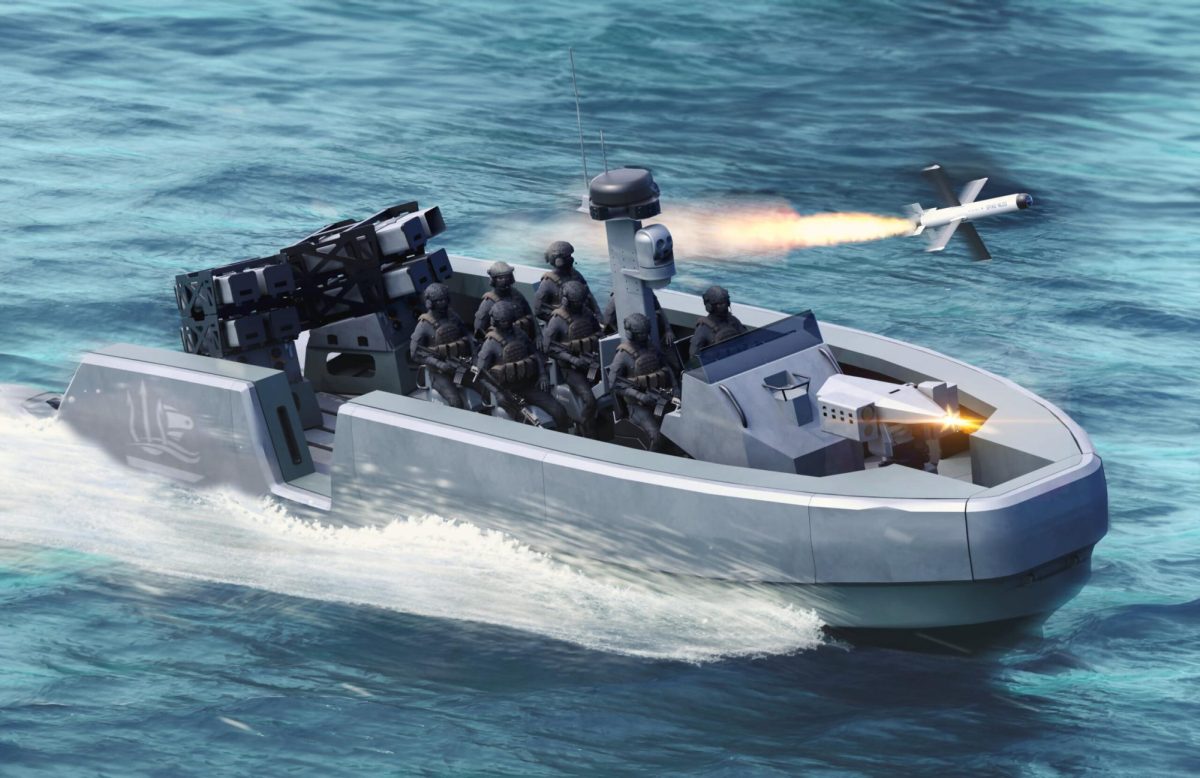 An image showing what a Whiskey Bravo boat equipped with Spike NLOS and Whiskey Bravo Strike may look like. Source: Asia Pacific Defence Reporter