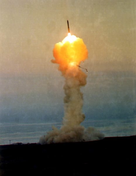 A view of the LGM-30G Minuteman III missile being launched.