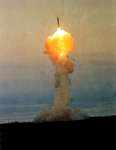 A view of the LGM-30G Minuteman III missile being launched.
